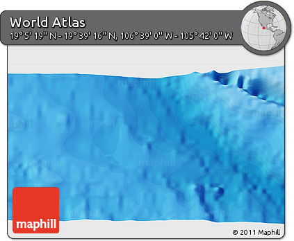 Political 3D Map of the Area around 19° 22' 18" N, 106° 10' 30" W