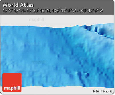 Shaded Relief 3D Map of the Area around 19° 22' 18" N, 106° 10' 30" W