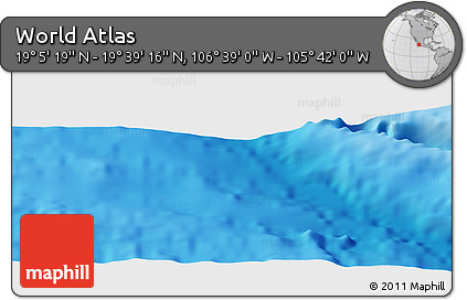 Shaded Relief Panoramic Map of the Area around 19° 22' 18" N, 106° 10' 30" W