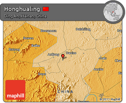 Political 3D Map of Honghualing