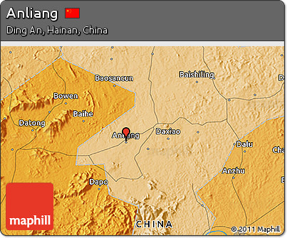 Political 3D Map of Anliang