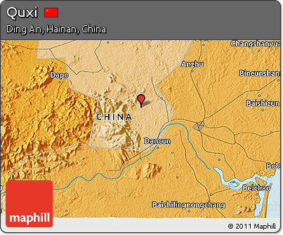 Political 3D Map of Quxi