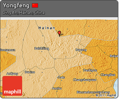 Political 3D Map of Yongfeng