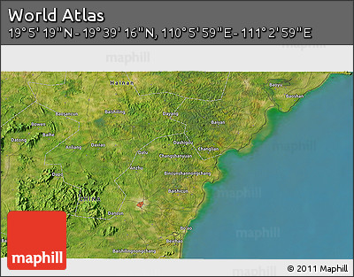 Satellite 3D Map of the Area around 19°&nbsp;22'&nbsp;18"&nbsp;N,&nbsp;110°&nbsp;34'&nbsp;29"&nbsp;E