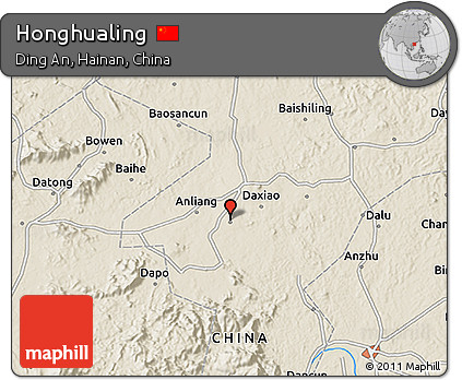 Shaded Relief 3D Map of Honghualing