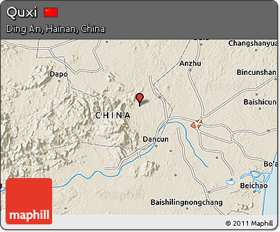 Shaded Relief 3D Map of Quxi