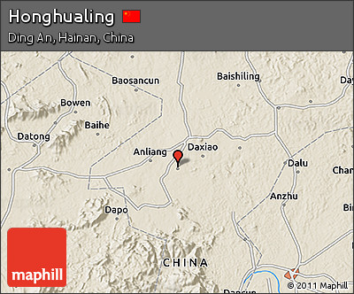 Shaded Relief 3D Map of Honghualing
