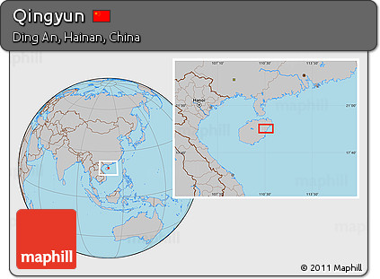 Gray Location Map of Qingyun