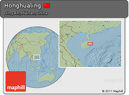 Savanna Style Location Map of Honghualing, hill shading