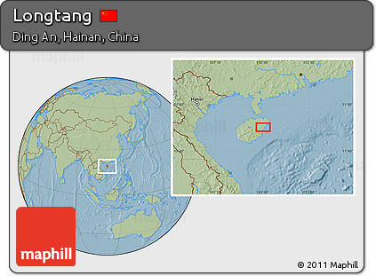 Savanna Style Location Map of Longtang, hill shading