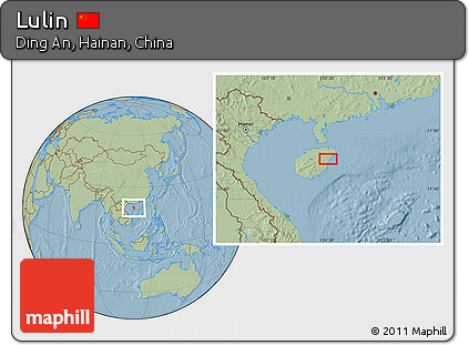 Savanna Style Location Map of Lulin, hill shading