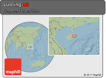Savanna Style Location Map of Luoling, hill shading