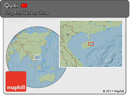 Savanna Style Location Map of Quxi, hill shading
