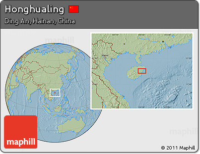 Savanna Style Location Map of Honghualing, hill shading