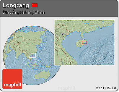 Savanna Style Location Map of Longtang, hill shading