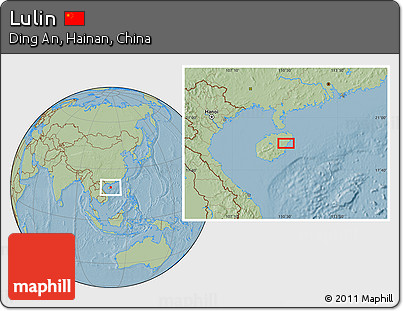 Savanna Style Location Map of Lulin, hill shading