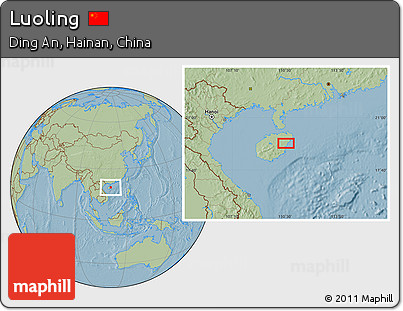 Savanna Style Location Map of Luoling, hill shading
