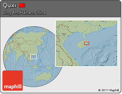 Savanna Style Location Map of Quxi, hill shading