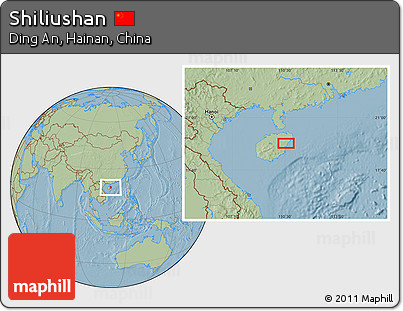 Savanna Style Location Map of Shiliushan, hill shading