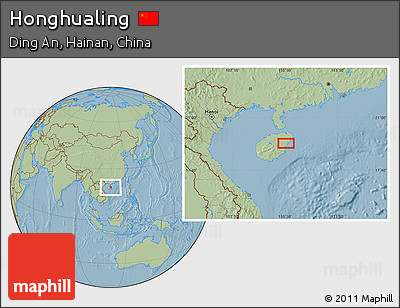 Savanna Style Location Map of Honghualing, hill shading