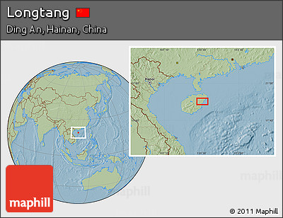 Savanna Style Location Map of Longtang, hill shading