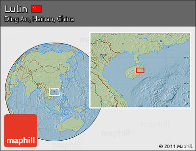 Savanna Style Location Map of Lulin, hill shading