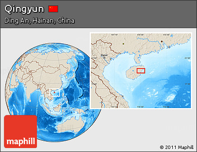 Shaded Relief Location Map of Qingyun