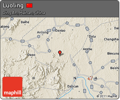Shaded Relief Map of Luoling