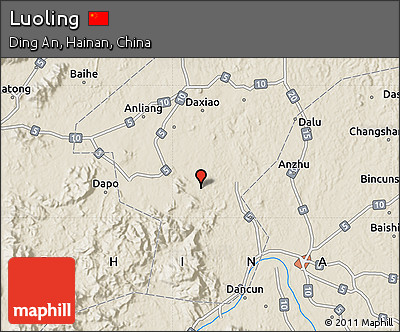 Shaded Relief Map of Luoling