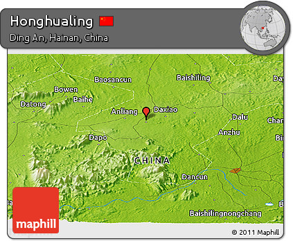 Physical Panoramic Map of Honghualing