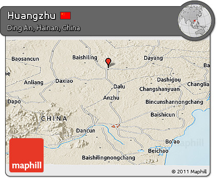 Shaded Relief Panoramic Map of Huangzhu