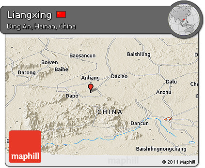 Shaded Relief Panoramic Map of Liangxing
