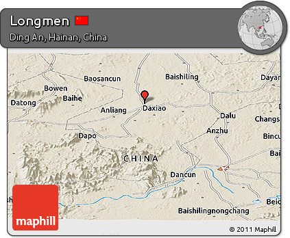 Shaded Relief Panoramic Map of Longmen