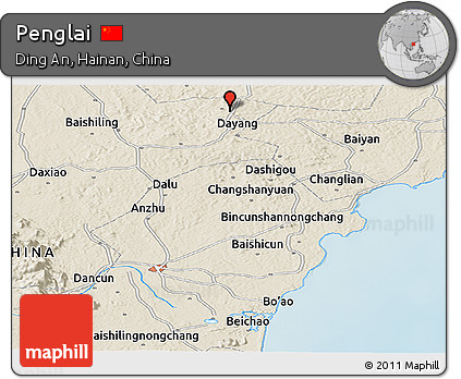 Shaded Relief Panoramic Map of Penglai