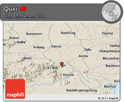 Shaded Relief Panoramic Map of Quxi