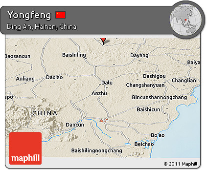 Shaded Relief Panoramic Map of Yongfeng