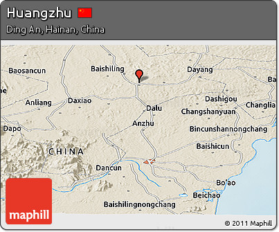 Shaded Relief Panoramic Map of Huangzhu