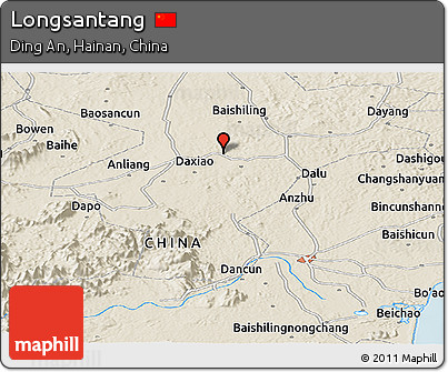 Shaded Relief Panoramic Map of Longsantang
