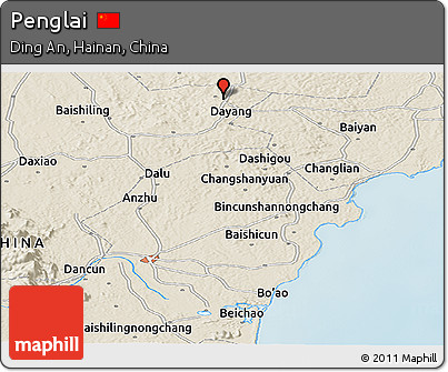 Shaded Relief Panoramic Map of Penglai