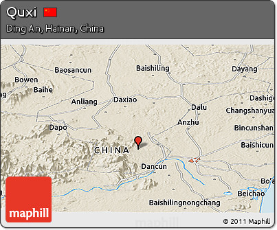Shaded Relief Panoramic Map of Quxi
