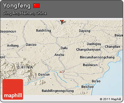 Shaded Relief Panoramic Map of Yongfeng