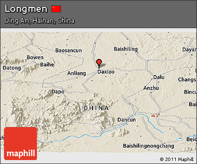 Shaded Relief Panoramic Map of Longmen