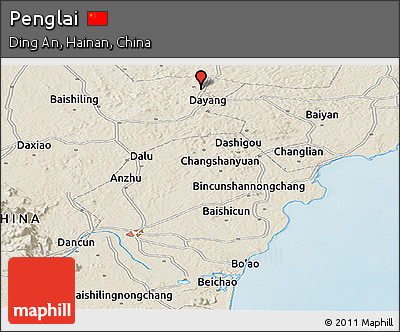 Shaded Relief Panoramic Map of Penglai