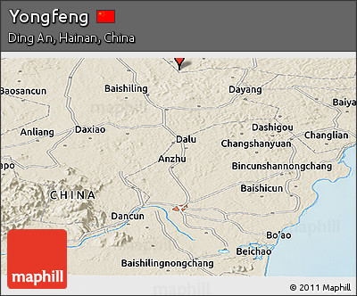 Shaded Relief Panoramic Map of Yongfeng