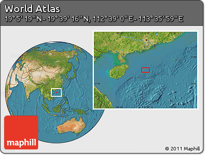 Satellite Location Map of the Area around 19° 22' 18" N, 113° 7' 30" E