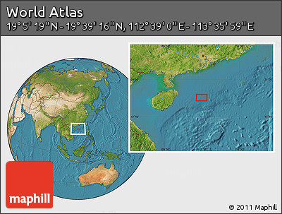 Satellite Location Map of the Area around 19° 22' 18" N, 113° 7' 30" E