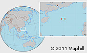 Gray Location Map of the area around 19° 22' 18" N, 114° 49' 29" E