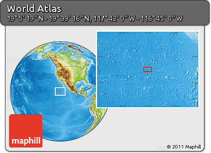 Physical Location Map of the Area around 19° 22' 18" N, 117° 13' 29" W
