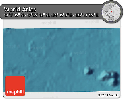 Satellite 3D Map of the Area around 19° 22' 18" N, 135° 13' 29" E