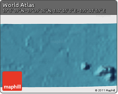 Satellite 3D Map of the Area around 19° 22' 18" N, 135° 13' 29" E